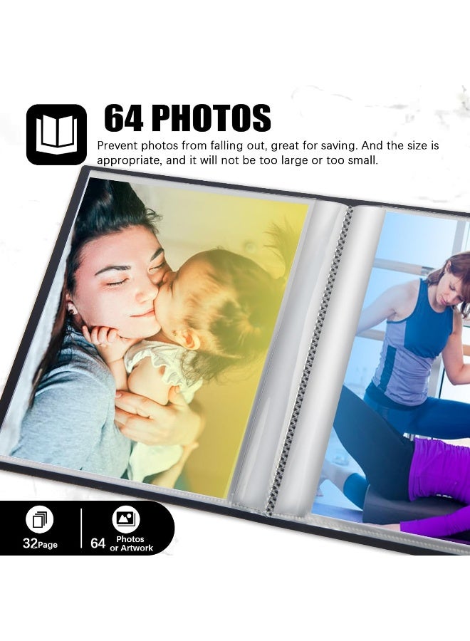 Aevdor Photo Album 6X8 Photos, 6X8 Photo Album Book Holds 64 Pictures, Art Portfolio Binder For 6 X 8 Pictures, Photo Albums For 6X8 Photos, 8X7 Sheet Protector Folder For Photos, Artwork, Drawings  - Image 1