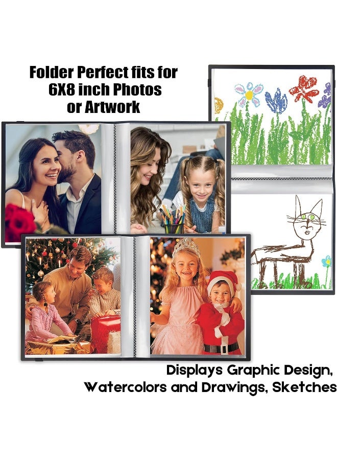 Aevdor Photo Album 6X8 Photos, 6X8 Photo Album Book Holds 64 Pictures, Art Portfolio Binder For 6 X 8 Pictures, Photo Albums For 6X8 Photos, 8X7 Sheet Protector Folder For Photos, Artwork, Drawings  - Image 5