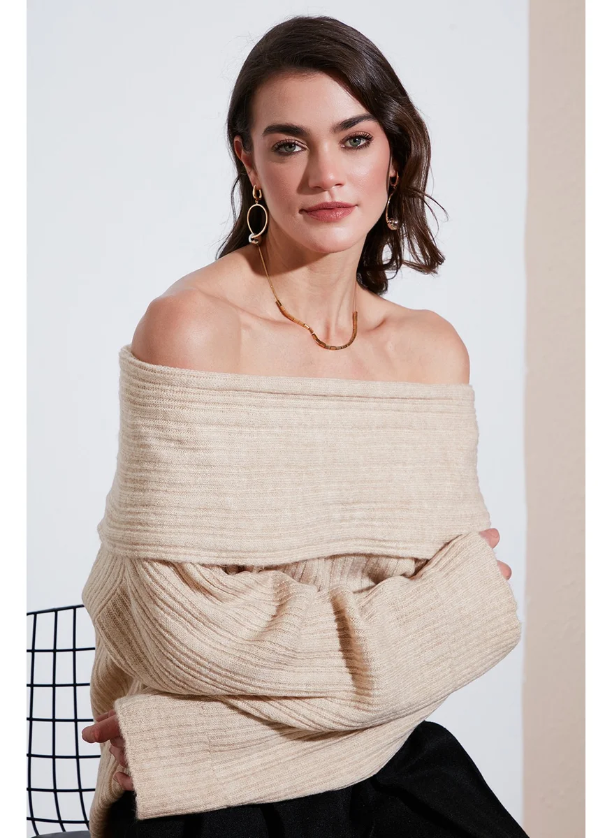 ليلا Oversize Fit Madonna Collar Knitwear Sweater Women's Sweater 4615216