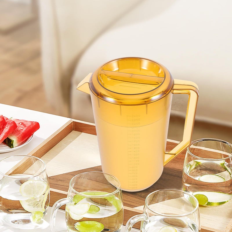 Plastic Pitcher With Lid 2400ml Frosted Beverage Jug With Scale - Image 5