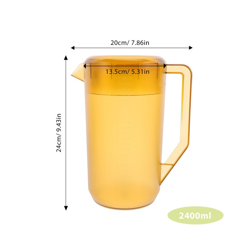Plastic Pitcher With Lid 2400ml Frosted Beverage Jug With Scale - Image 3