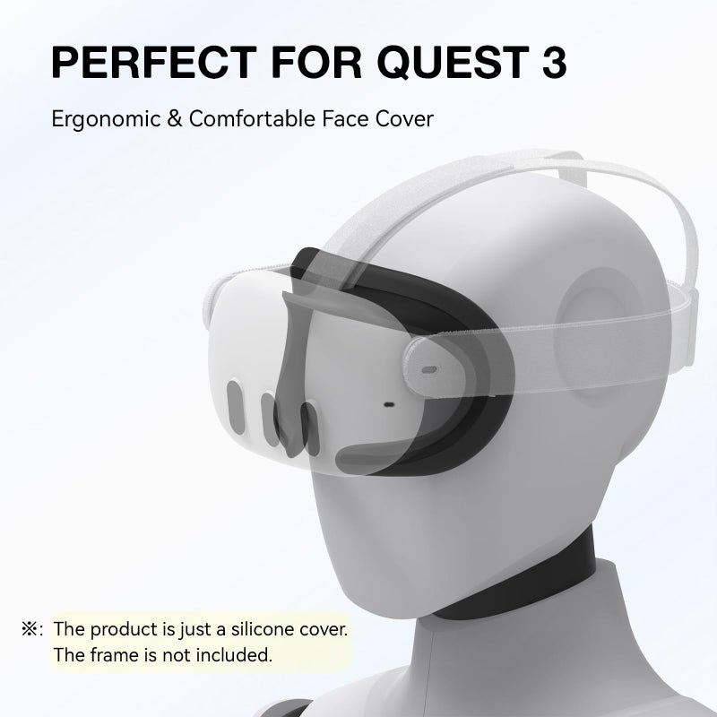 APEXINNO VR Silicone Face Pad Cover for Meta Quest 3 Original Headset Accessories,Oculus/Meta Quest 3 Accessories VR Face Cushion Pad Mask for Original Headset Face Pad (Black) - Image 3