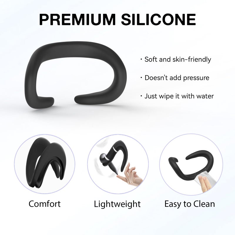 APEXINNO VR Silicone Face Pad Cover for Meta Quest 3 Original Headset Accessories,Oculus/Meta Quest 3 Accessories VR Face Cushion Pad Mask for Original Headset Face Pad (Black) - Image 5