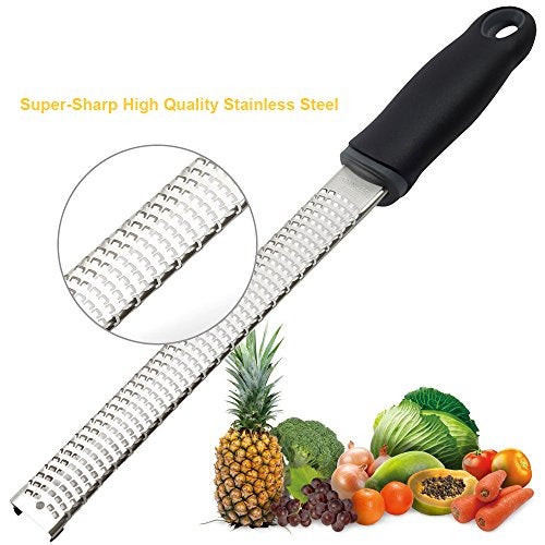 ALLWIN-HOUSEWARE W Lemon Zester, Stainless Steel Kitchen Cheese Grater, Plastic Cover Ergonomic Soft Black Handle - Image 3