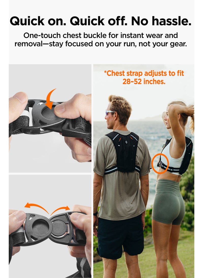Spigen Running Vest Dynamic Shield A720 Lightweight Unisex Reflective Run Vest with Phone Holder Front Storage Pocket Key Clip & Adjustable Fit for Jogging Marathon – Black - Image 3