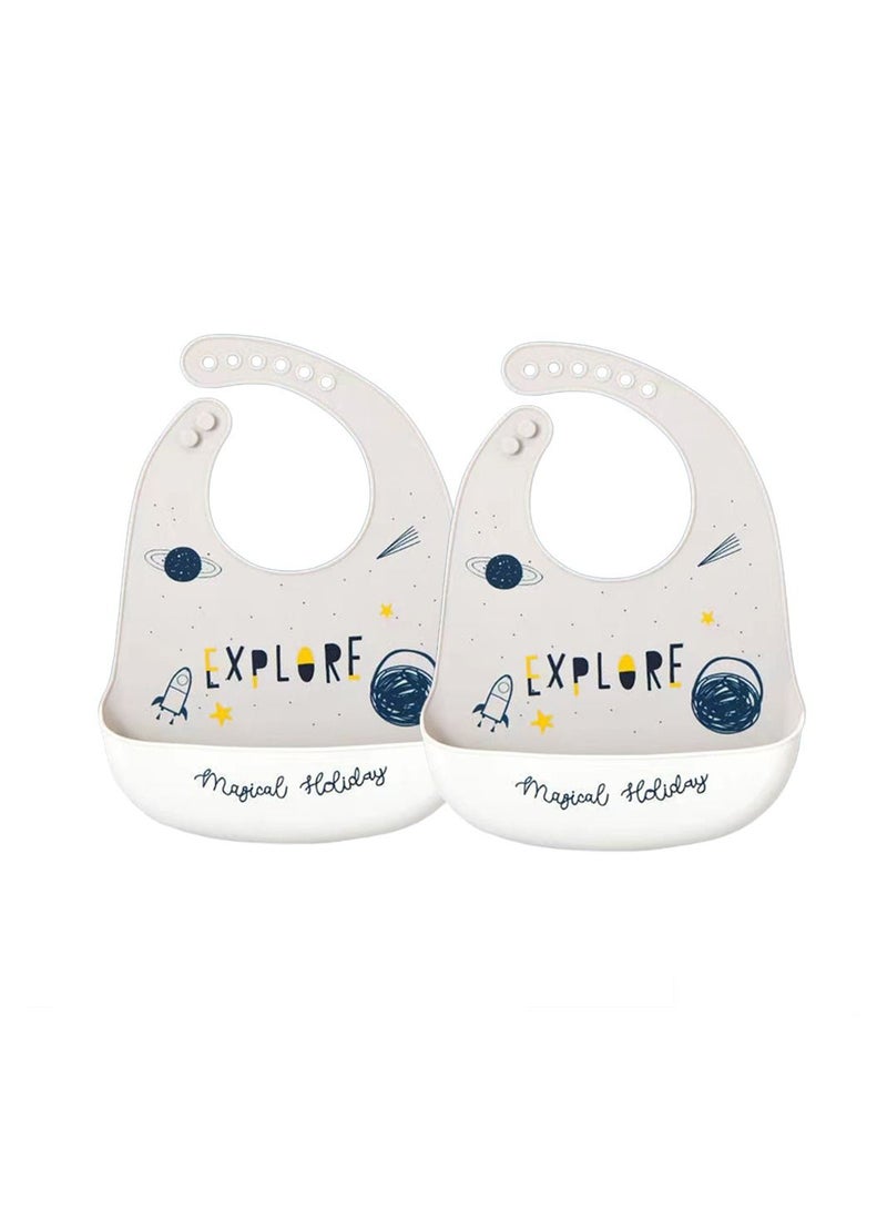 Muslin Tree 2-Piece Waterproof Silicone Baby Bibs  - Image 1