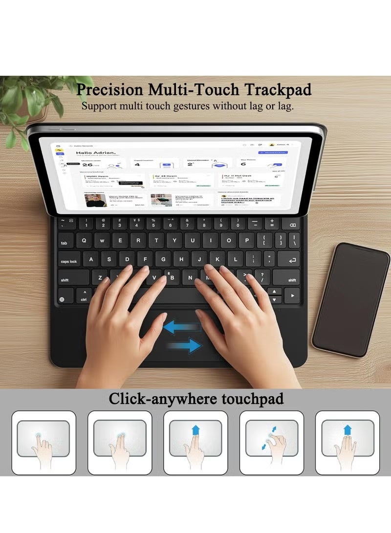 زيترا حالة لوحة المفاتيح المغناطيسية لـ iPad 11 بوصة (A16 ، 2025) / iPad الجيل العاشر 10.9 " (2022) ، لوحة المفاتيح المغناطيسية لـ iPad 11 / 10 ، لوحة تعقب متعددة اللمس ، 7 ألوان مفاتيح مضاءة خلفية ، موقف مغناطيسي عائم - Image 3