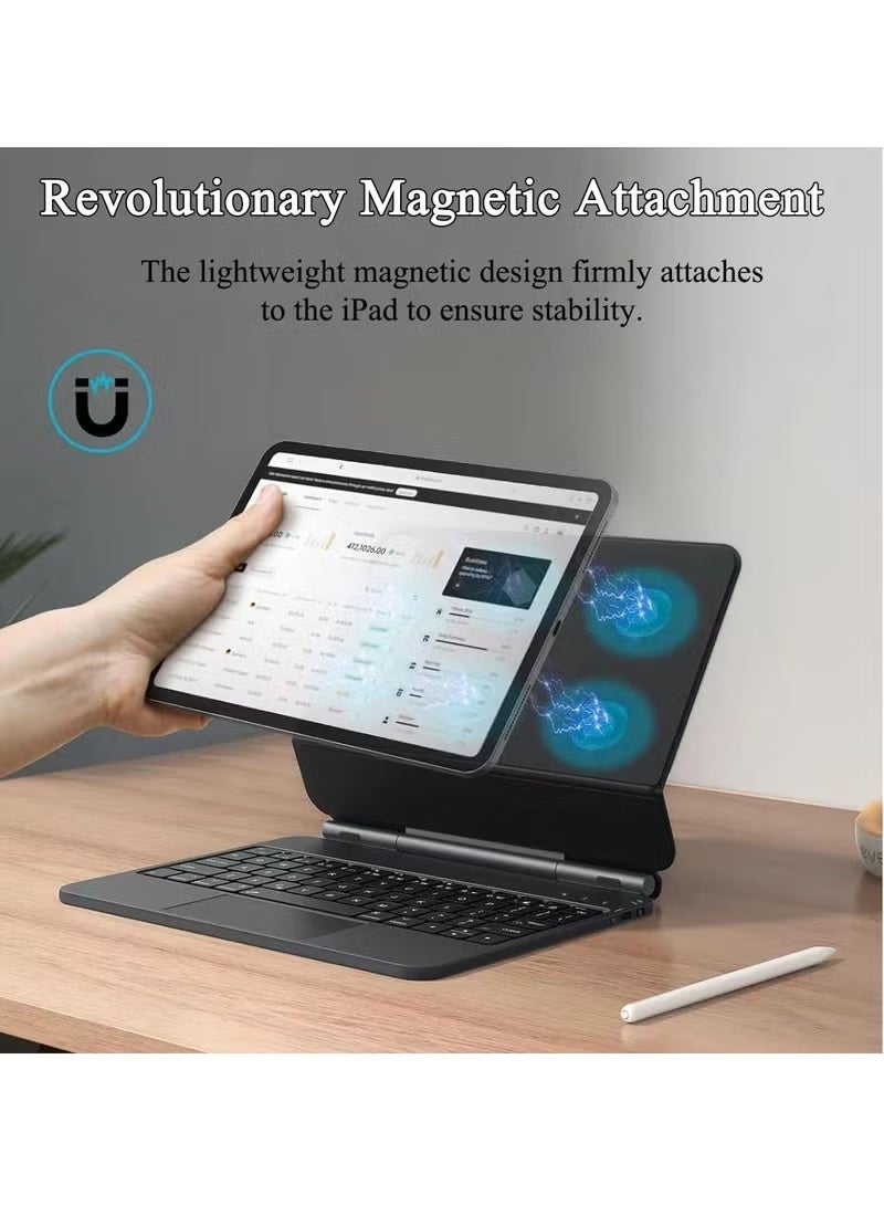زيترا حالة لوحة المفاتيح المغناطيسية لـ iPad 11 بوصة (A16 ، 2025) / iPad الجيل العاشر 10.9 " (2022) ، لوحة المفاتيح المغناطيسية لـ iPad 11 / 10 ، لوحة تعقب متعددة اللمس ، 7 ألوان مفاتيح مضاءة خلفية ، موقف مغناطيسي عائم - Image 5