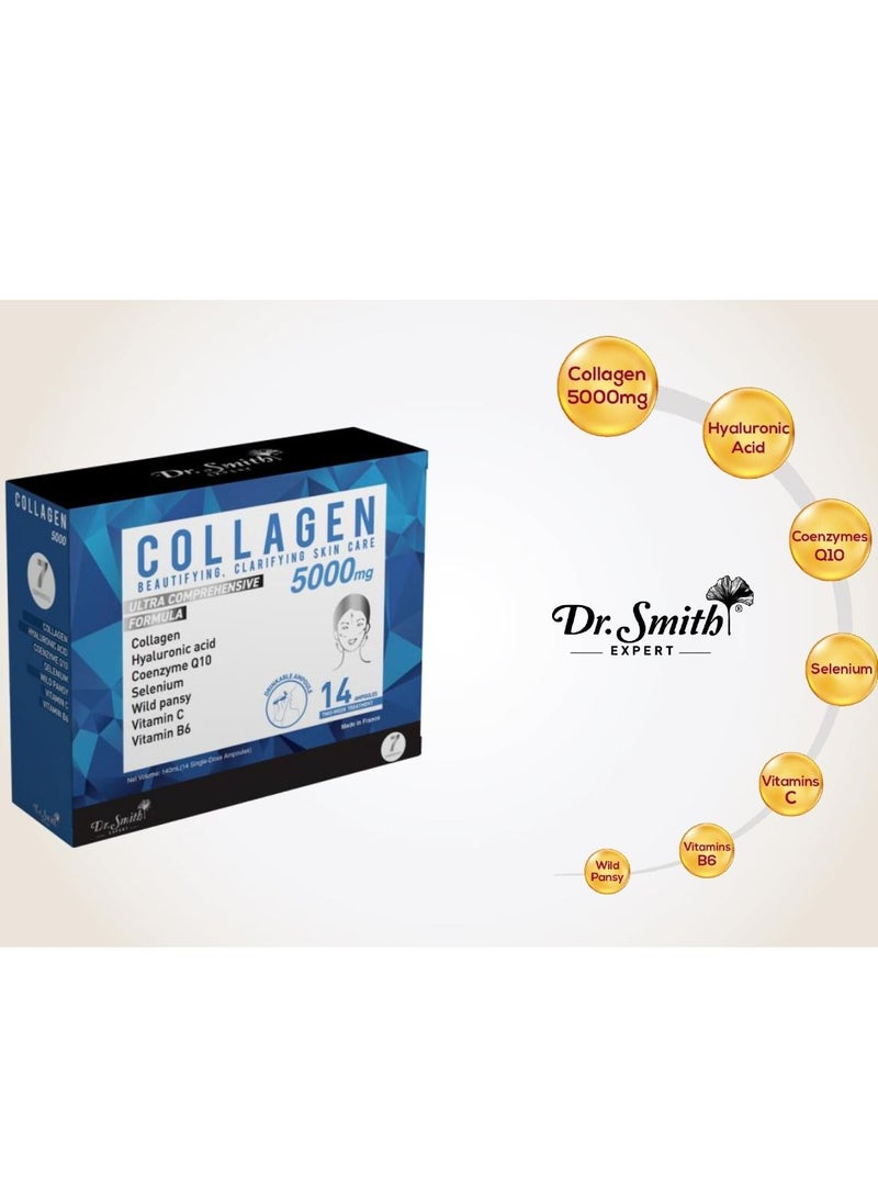 Dr.Smith Dr. Smith's Expert Collagen Vials Cure 5000mg - Brightens Complexion, Clears Skin, Reduces Wrinkles, Aids in Prevention of Acne, 100% Natural Fish Collagen - Image 2