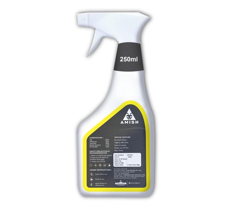 Amish Herbal All in One Spray 250ml 10 Minutes Formula |Removes Entire Ant, Cockroach, Lizard, Bed Bugs, Spider, Bed Bugs|Powerful 100% Organic Insect Repellent Spray for Home Kitchen - Image 2