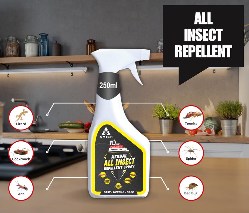 Amish Herbal All in One Spray 250ml 10 Minutes Formula |Removes Entire Ant, Cockroach, Lizard, Bed Bugs, Spider, Bed Bugs|Powerful 100% Organic Insect Repellent Spray for Home Kitchen - Image 4