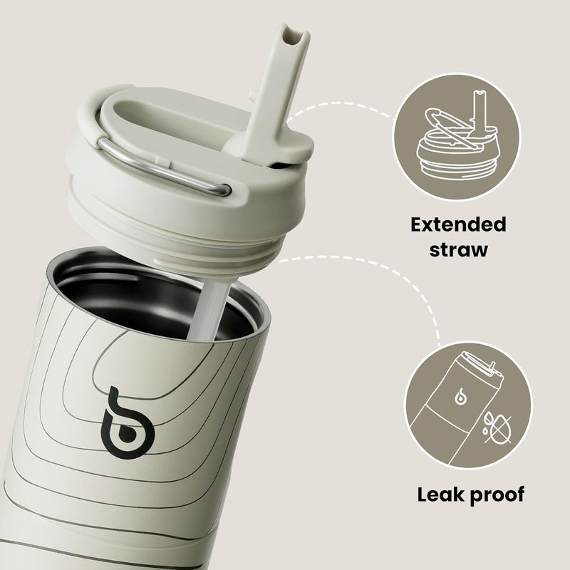 BOTTLE BOTTLE Insulated Water Bottle 24oz with Straw Lid and Handle - Peak Gray - Image 3