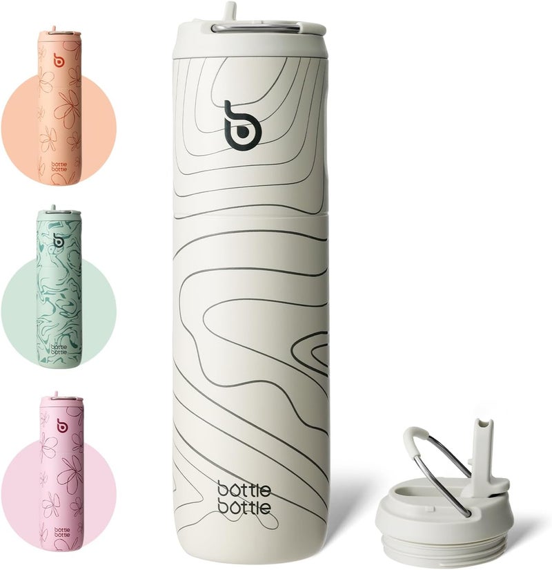 BOTTLE BOTTLE Insulated Water Bottle 24oz with Straw Lid and Handle - Peak Gray - Image 1
