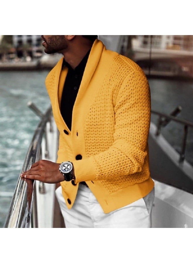 NIBEMINENT Men Single Breasted Autumn Knitted Sweaters Lantern Sleeve Winter Warm Clothes  Hollow Out Mens Sweater Cardigans - Image 1