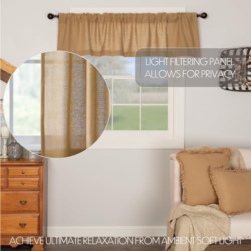VHC Brands Burlap Natural Window Valance, Tan, 16x72 - Image 3