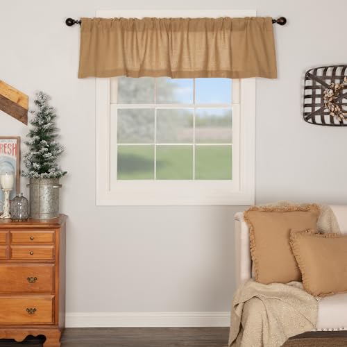 VHC Brands Burlap Natural Window Valance, Tan, 16x72 - Image 1