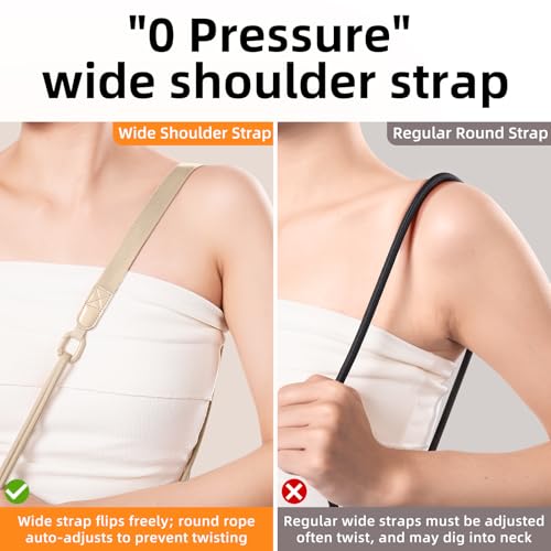 saxsion Phone Lanyard Crossbody & Neck, Adjustable Wide Strap with Anti-Loss Lock for iPhone Samsung - Universal Hands Free (Camel) - Image 2