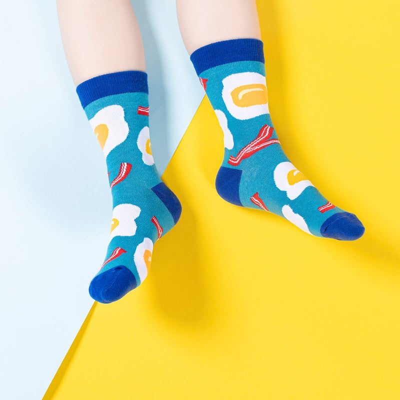 BONANGEL Boys Socks 5-8 Years Old, Fun Novelty Animal Food Space Crazy Funny Cute Kids Socks 8-10 10-12 Years 5 Pairs - Image 3