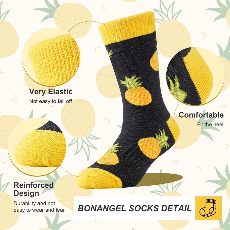 BONANGEL Boys Socks 5-8 Years Old, Fun Novelty Animal Food Space Crazy Funny Cute Kids Socks 8-10 10-12 Years 5 Pairs - Image 2