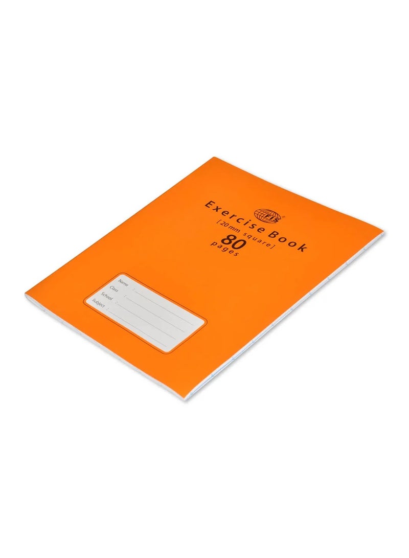 FIS Exercise Book, Size 165x210mm, 40 Sheets, 80 Pages, 20mm Square Gridlines, Packet of 12 Pieces, Neon Orange Cover with Mathematical Info-FSEBSQ2080N - Image 4