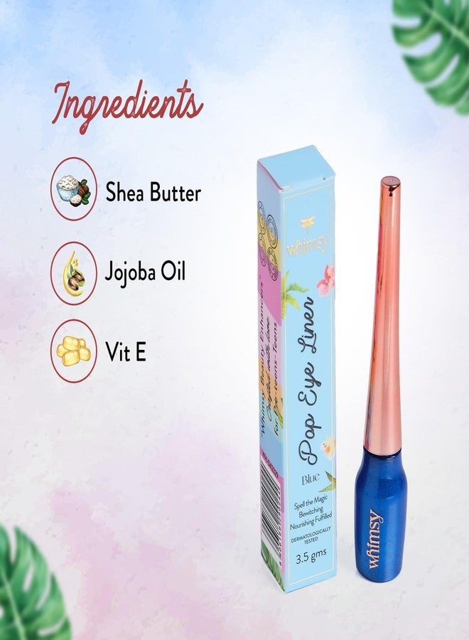 ويمسي محدد عيون سائل آمن وعضوي وقابل للغسل بالماء من ويمسي بيوتي للبنات | محدد عيون سائل بلمسة نهائية مطفية للبنات | مكياج عيون يدوم طويلاً | مكياج عيون آمن للأطفال | مقاوم للتلطخ | محدد عيون سريع الجفاف (أزرق) - Image 4