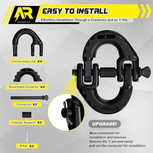 AUTORICH Safety Chain Connector Link, 1/2IN Tow Hitch Hammerlock Coupling Link, 2 Pack G80 Alloy Steel Tow Chain Connector, Quick Install & Remove, 12000 lbs Load Limit, Black - Image 4