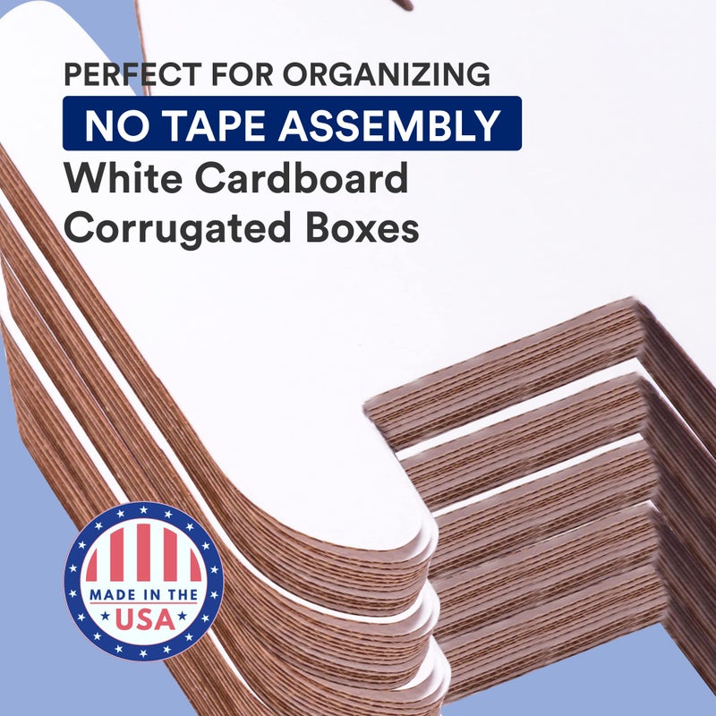 Box USA Cardboard Storage Bins, Open Top Bin Box, 4"L x 12"W x 4.5"H 50-Pack | Medium for Inventory, Organization, Parts, Garage, Warehouse or Home Cubby, Oyster White 8x18x10 - Image 3