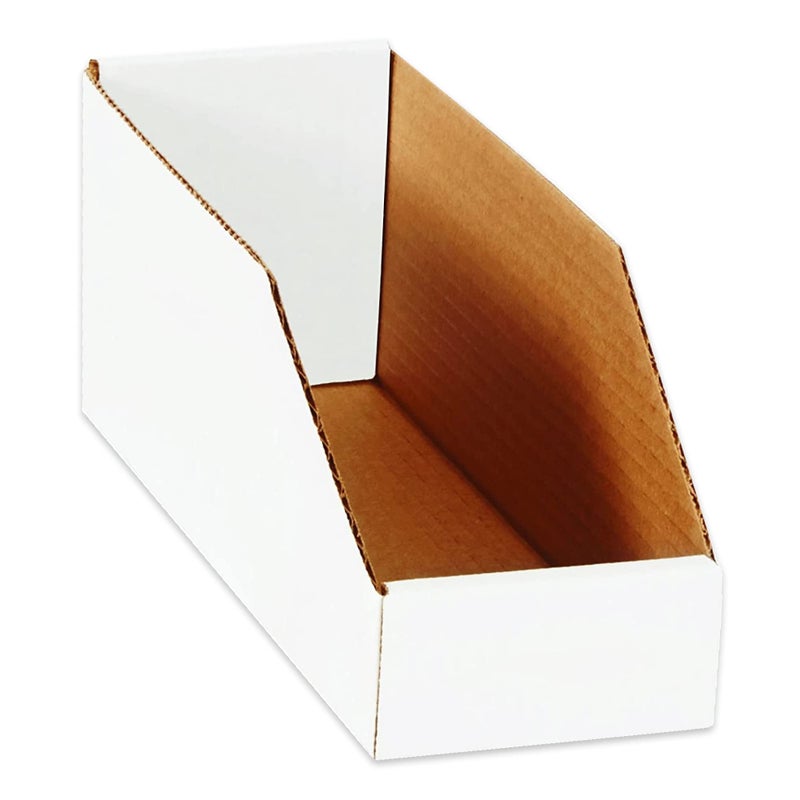 Box USA Cardboard Storage Bins, Open Top Bin Box, 4"L x 12"W x 4.5"H 50-Pack | Medium for Inventory, Organization, Parts, Garage, Warehouse or Home Cubby, Oyster White 8x18x10 - Image 1