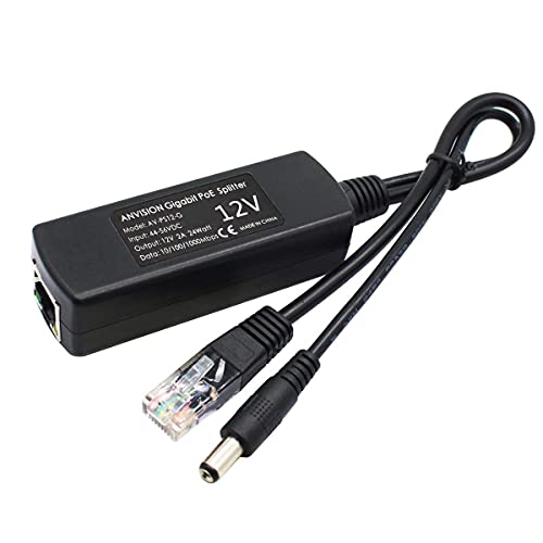 ANVISION Gigabit PoE Splitter, 48V to 12V 2A Ethernet Adapter, for Security Camera, AP, Voip and More, AV-PS12-G - Image 2