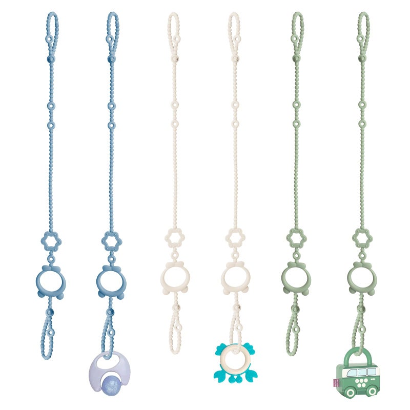 Sopkdey Toy Straps for Baby, 6pcs Adjustable Toy Holder for Stroller Accessories, Silicone Baby Tether Pacifier Clip, No Throw Baby Travel Essential Leash for High Chair, Car Seat, Baby Toy Clips - Image 1