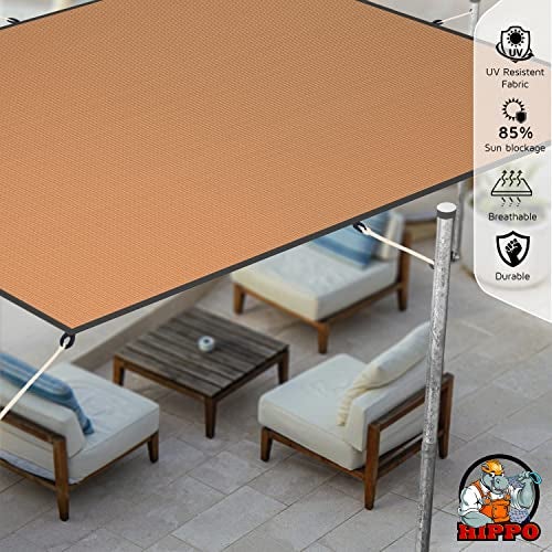 HIPPO Shade Sail with Polyester Band Affordable & Premium 150 GSM Sun Shade UV Block for Outdoor Car Parking (Beige-Brown, 9.5FTX5FT) - Image 3