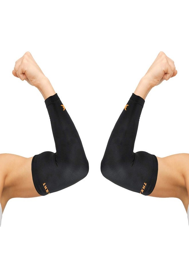 THX4COPPER Elbow Compression Sleeve(2 Pieces) - 1Copper Infused Support –Guaranteed Recovery Copper Elbow Brace-Idea for Workouts, Sports, Golfers, Tennis Elbow, Arthritis, Tendonitis-Large - Image 1