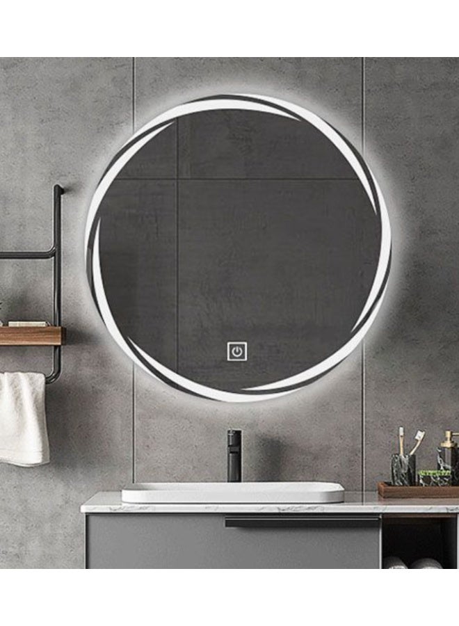 Sumkyle Smart Round LED Bathroom Mirror, Touch Screen Backlit Vanity Mirror, Anti-Fog Makeup Mirror for Home - Image 5