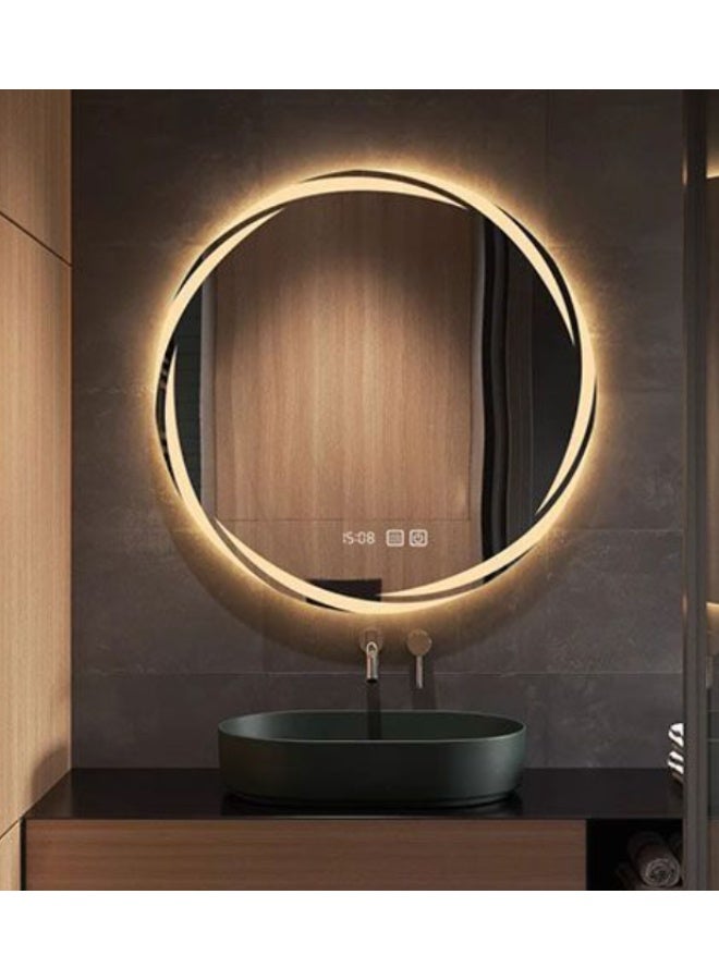 Sumkyle Smart Round LED Bathroom Mirror, Touch Screen Backlit Vanity Mirror, Anti-Fog Makeup Mirror for Home - Image 2
