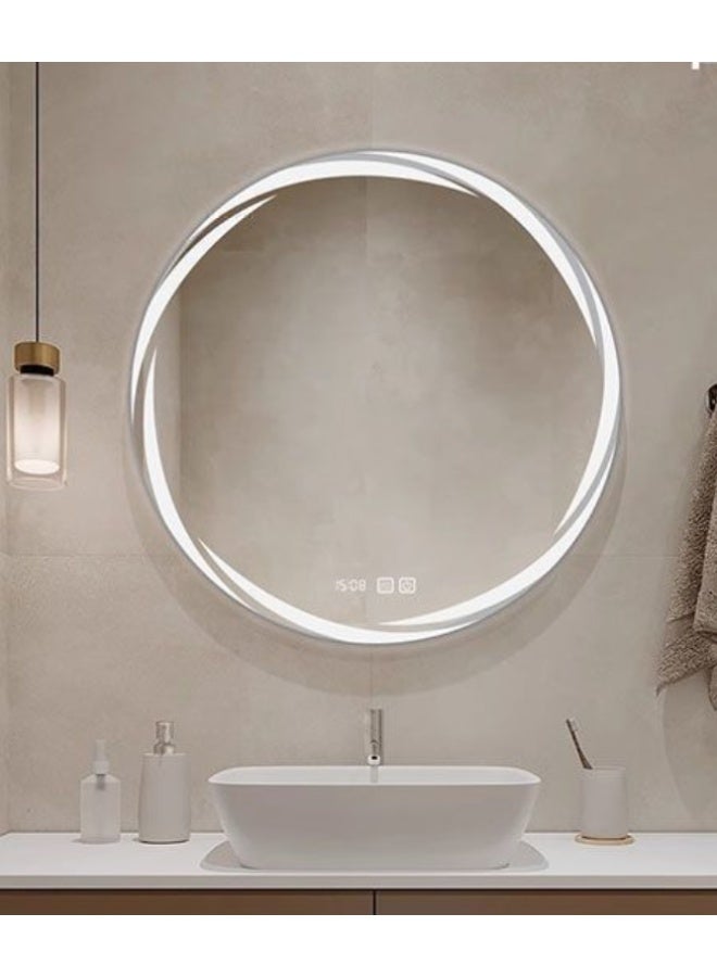 Sumkyle Smart Round LED Bathroom Mirror, Touch Screen Backlit Vanity Mirror, Anti-Fog Makeup Mirror for Home - Image 1
