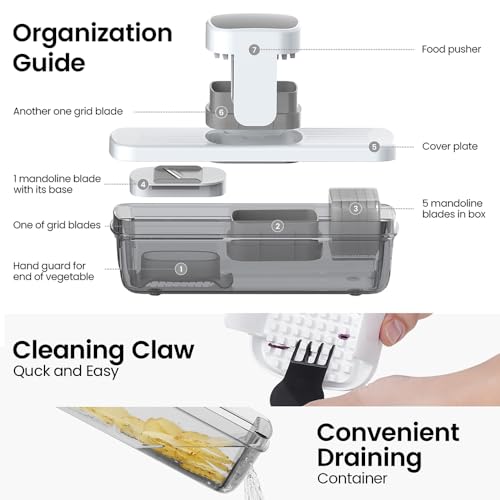 Badelite Vegetable Chopper Mandoline Slicer 8-in-1 with Container, 8 Blades for Onion, Veggie & Fruit, Easy Food Slicer Dicer Cutter, Kitchen Gadgets & Essentials - Image 5