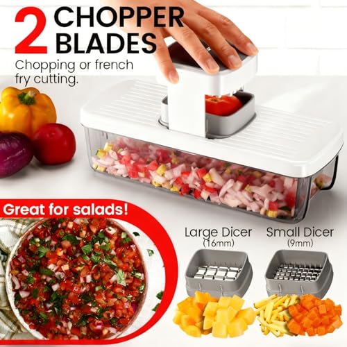 Badelite Vegetable Chopper Mandoline Slicer 8-in-1 with Container, 8 Blades for Onion, Veggie & Fruit, Easy Food Slicer Dicer Cutter, Kitchen Gadgets & Essentials - Image 2