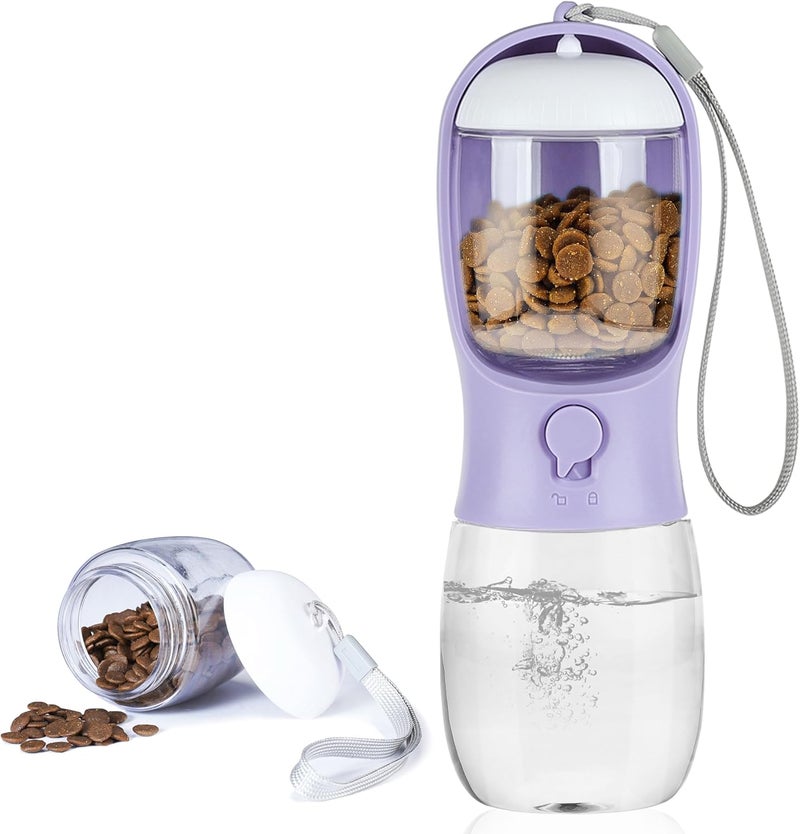 AVELORA Dog Water Bottle,Portable pet Water Bottle with Food Container,Outdoor Portable Water Dispenser for Cat,Rabbit,Puppy and Other Pets for Walking,Hiking,Travel(10oz) - Image 1