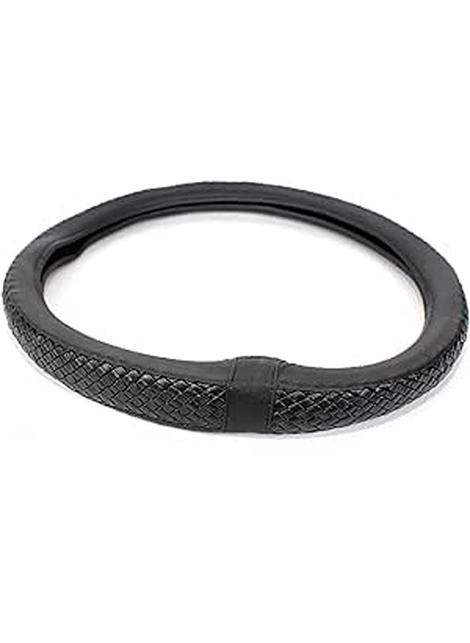 Generic Car Steering Wheel Cover, Leather Non-Slip Car Wheel Cover Protector Breathable Microfiber Leather Universal Fit for Most Cars, for All Season, Ergonomic Comfort Grip Cover - Black Strings 