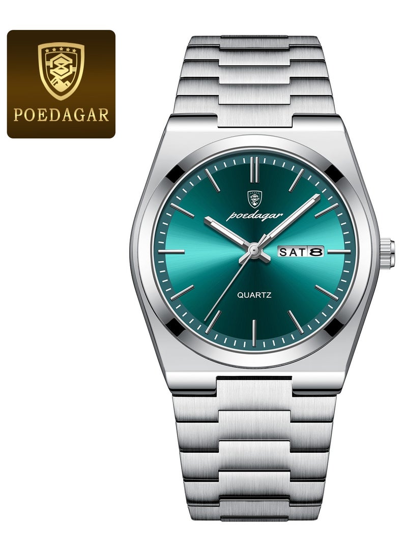 POEDAGAR Watch For Men Stainless Steel Quartz Luminous Water Resistant Watch - Image 1