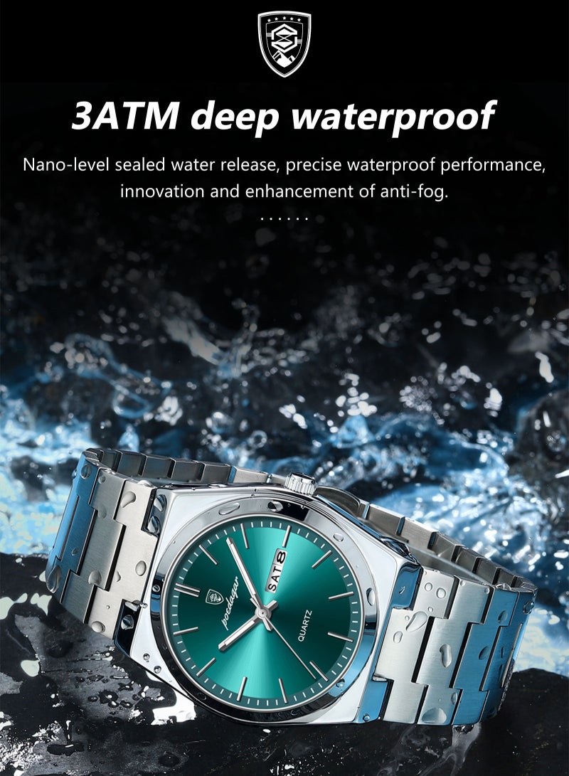 POEDAGAR Watch For Men Stainless Steel Quartz Luminous Water Resistant Watch - Image 5