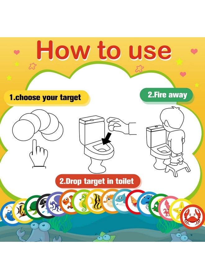 Woanger 240 Pieces Toilet Targets for Boys, Ocean Animals Potty Training Flushable Targets Sea Creatures Potty Training Stickers 2 Inch Pee Stickers Color Changing Pee Signs for Toddler Boys Training - Image 3