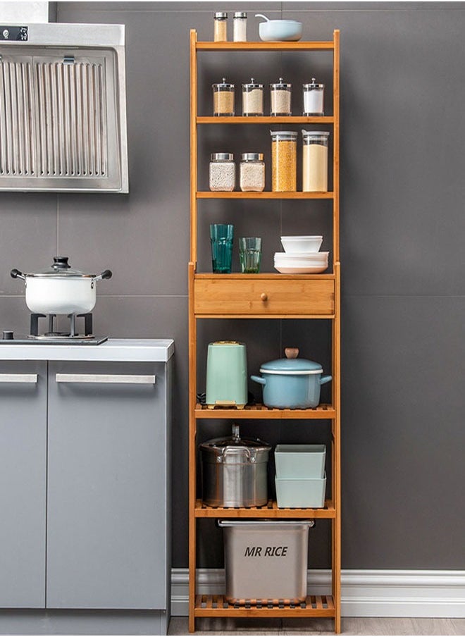 fashionhome Household Multipurpose Storage Rack Kitchen Items Storage Stand Living Room Display Rack with Drawer Storage 51x28x163 cm  - Image 5