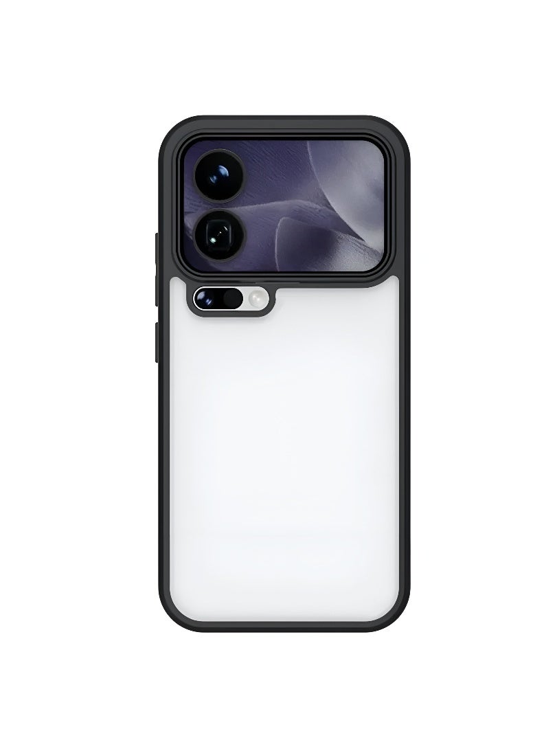 دبليو تيك غطاء حافظة رفيع شاومي 17 برو ماكس 5G 2025 المميز من السيليكون المزجج بالـ TPU مع حواجز مصفحة مرتفعة (MCAPSA) - شفاف/أسود - Image 3