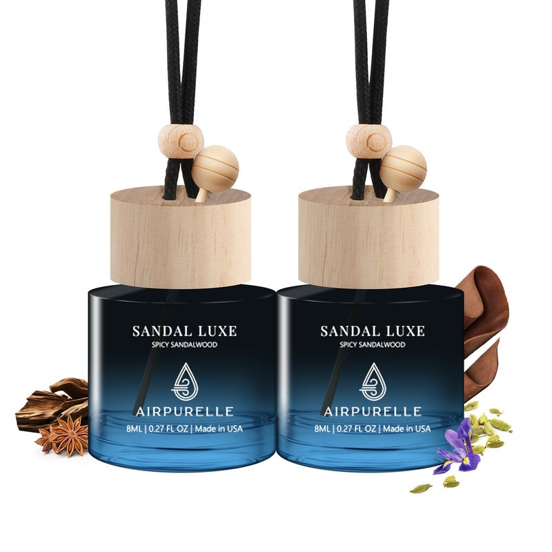 AirPurelle Car Air Freshener Hanging 2 Pack Car Air Fresheners Diffuser Spicy Sandalwood Fragrance Oil Air Diffuser for Car 45 days Long Lasting Fragrance Two 027 FL OZ8ML Made in USA Car Air Fresheners - Image 3