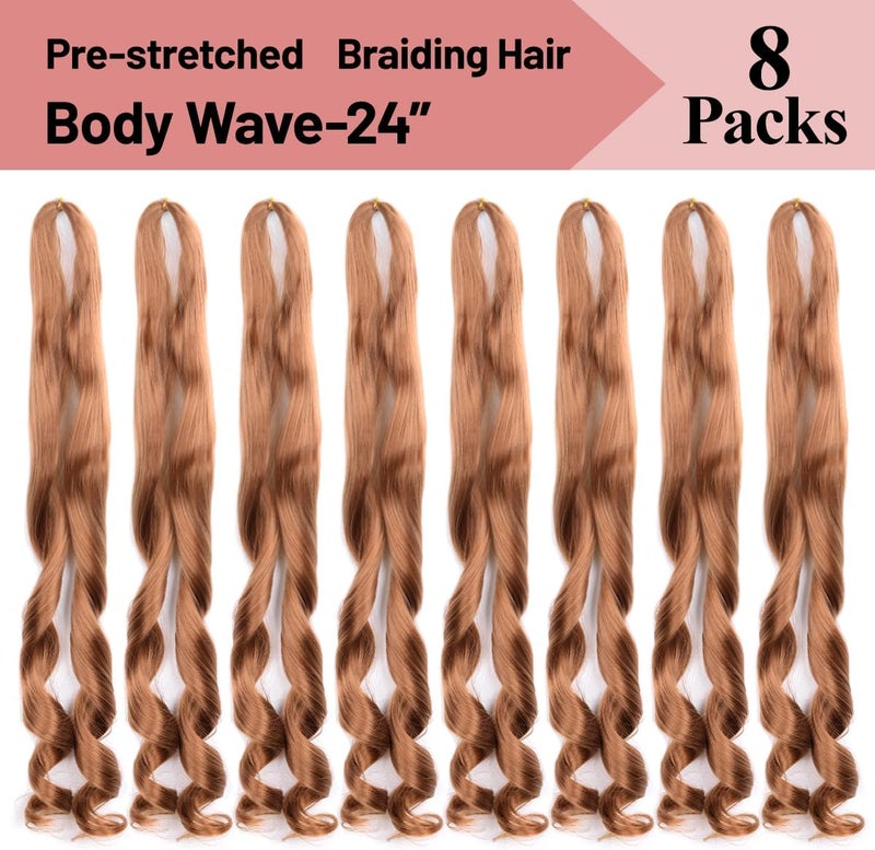 Luoyudu French Curl Braiding Hair 8packs Loose Wavy 30# Pre Stretched Synthetic Spiral Curly Crochet Braiding Hair 24 inch Synthetic 75g/pack French Curly Crochet Hair (24inch,8packs,30#) - Image 4