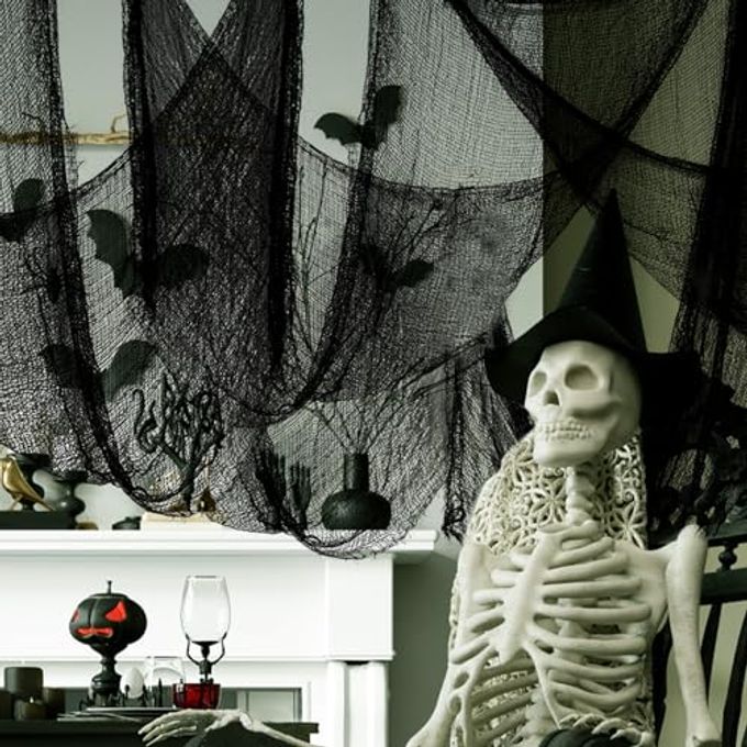 Biubee 5 Pack Halloween Decor Creepy Gauze ClothBlack Scary Fabric Spooky Halloween Decorations Indoor Outdoor for Home Wall Haunted House Party Yard Doorway Tree Decor (30''  72") - Image 4