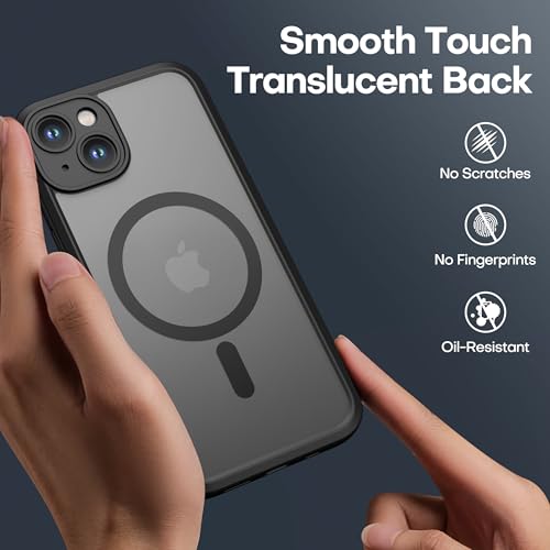 ImpactStrong Magnetic Guard Designed for iPhone 13 Case [Camera Protection] [Military Grade Drop Tested] [Compatible with MagSafe] Slim Translucent Matte Phone Case (6.1") - Black - Image 5