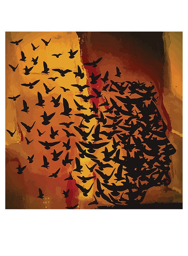 RYN Bird Themed Wall Art Yellow/Orange/Black 30x30cm - Image 1