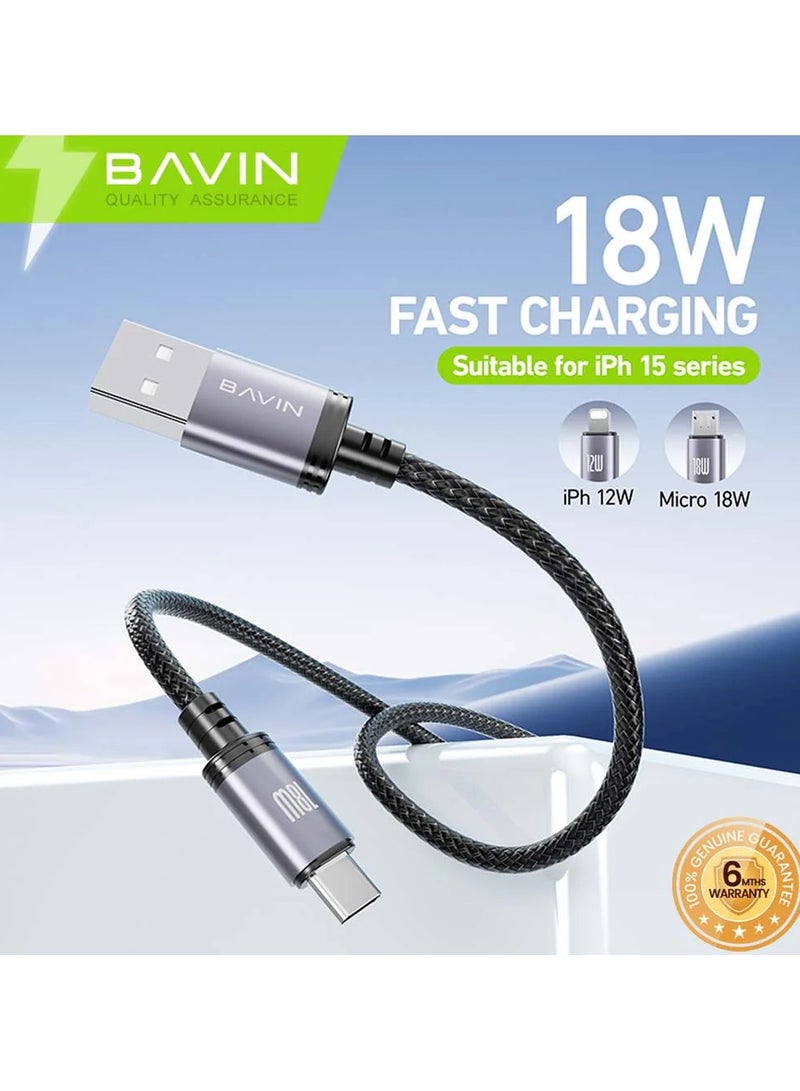 Bavin BAVIN CB364 Fast Charging 18 W Aluminum Alloy Data Cable Wth 1 Meter Fishing Net Braided For Micro  - Image 3